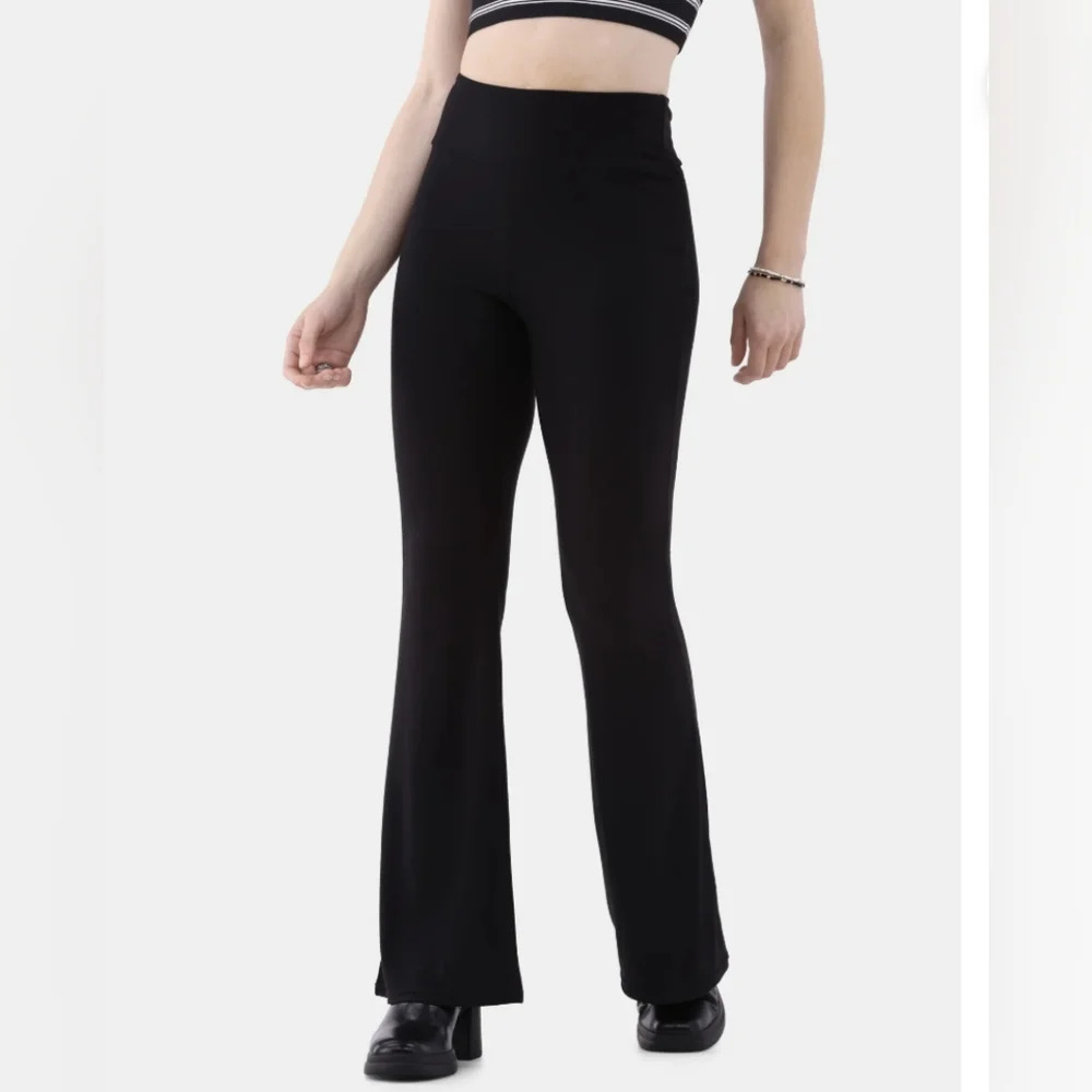 No Boundaries Juniors Size XXL (19) Ribbed Pull On Flare Pants Black Soot